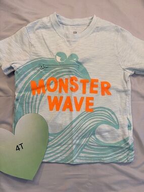 GAP - Kids Light Blue Monster Wave Tee w/ decorative zipper